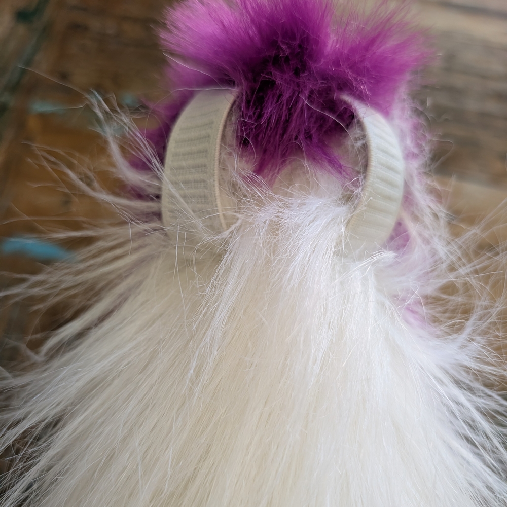 White and Magenta Faux Fur Tail Accessory - Picture 3 of 3